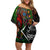 Mexico Quetzalcoatl Aztec Calendar Family Matching Off Shoulder Short Dress and Hawaiian Shirt Tribal Warrior Art with Eagle and Serpent