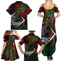 Mexico Quetzalcoatl Aztec Calendar Family Matching Summer Maxi Dress and Hawaiian Shirt Tribal Warrior Art with Eagle and Serpent