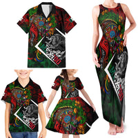 Mexico Quetzalcoatl Aztec Calendar Family Matching Tank Maxi Dress and Hawaiian Shirt Tribal Warrior Art with Eagle and Serpent