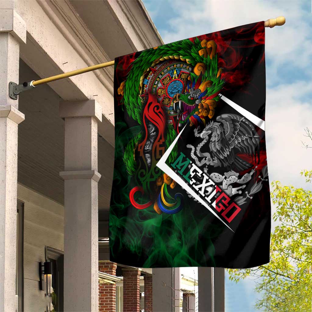 Mexico Quetzalcoatl Aztec Calendar Garden Flag Tribal Warrior Art with Eagle and Serpent
