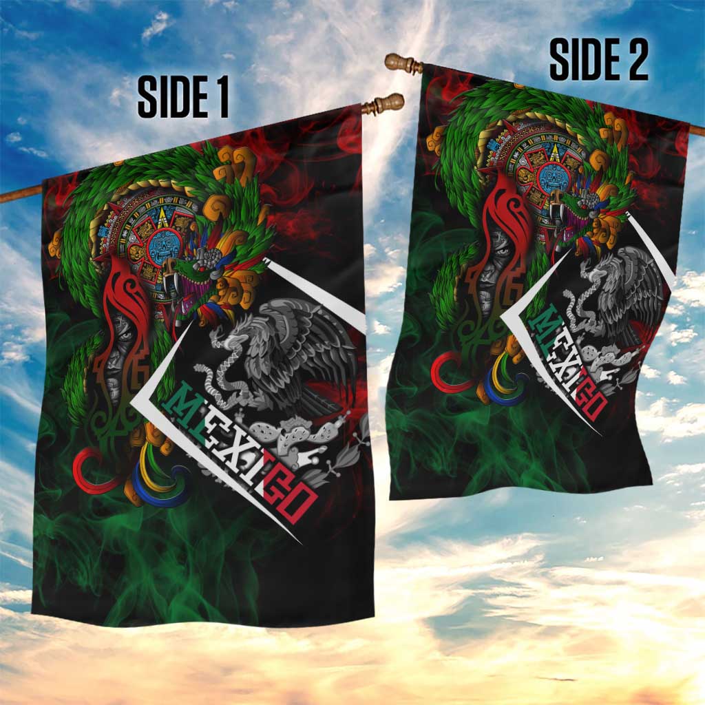 Mexico Quetzalcoatl Aztec Calendar Garden Flag Tribal Warrior Art with Eagle and Serpent