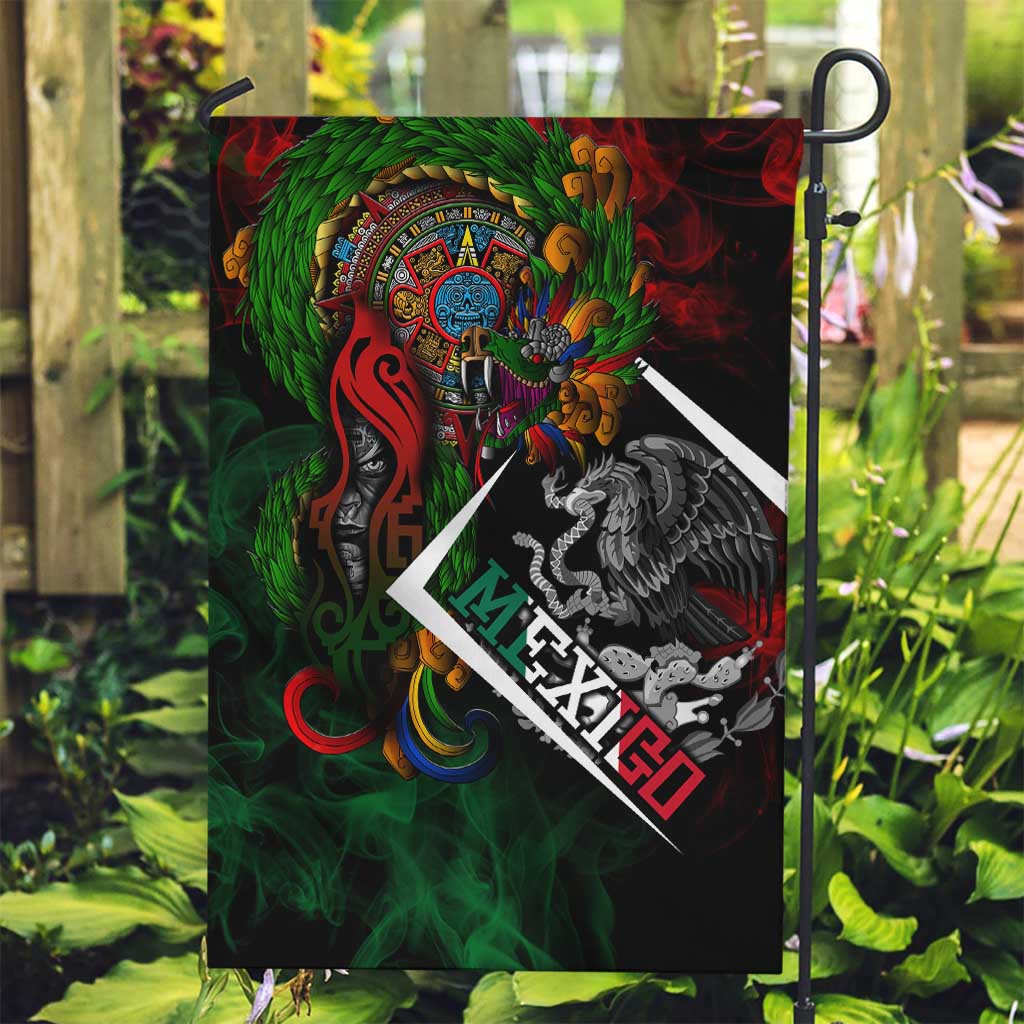 Mexico Quetzalcoatl Aztec Calendar Garden Flag Tribal Warrior Art with Eagle and Serpent