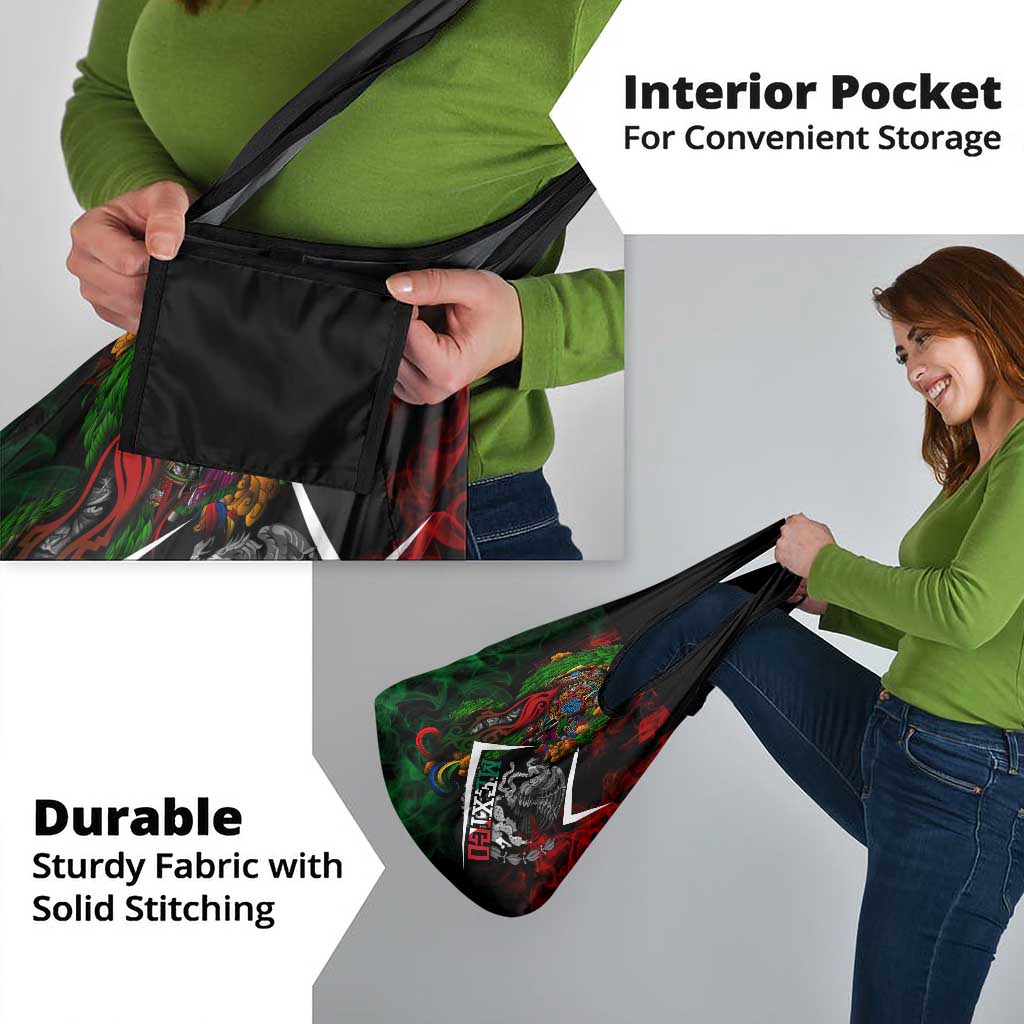 Mexico Quetzalcoatl Aztec Calendar Grocery Bag Tribal Warrior Art with Eagle and Serpent