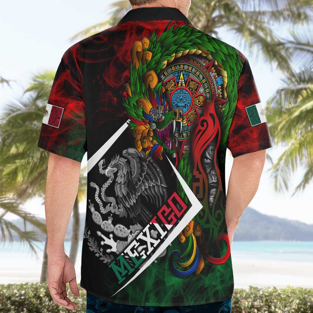 Mexico Quetzalcoatl Aztec Calendar Hawaiian Shirt Tribal Warrior Art with Eagle and Serpent