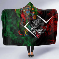 Mexico Quetzalcoatl Aztec Calendar Hooded Blanket Tribal Warrior Art with Eagle and Serpent