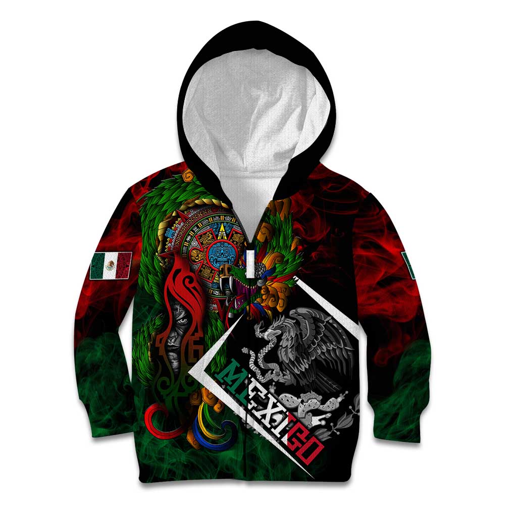 Mexico Quetzalcoatl Aztec Calendar Kid Hoodie Tribal Warrior Art with Eagle and Serpent