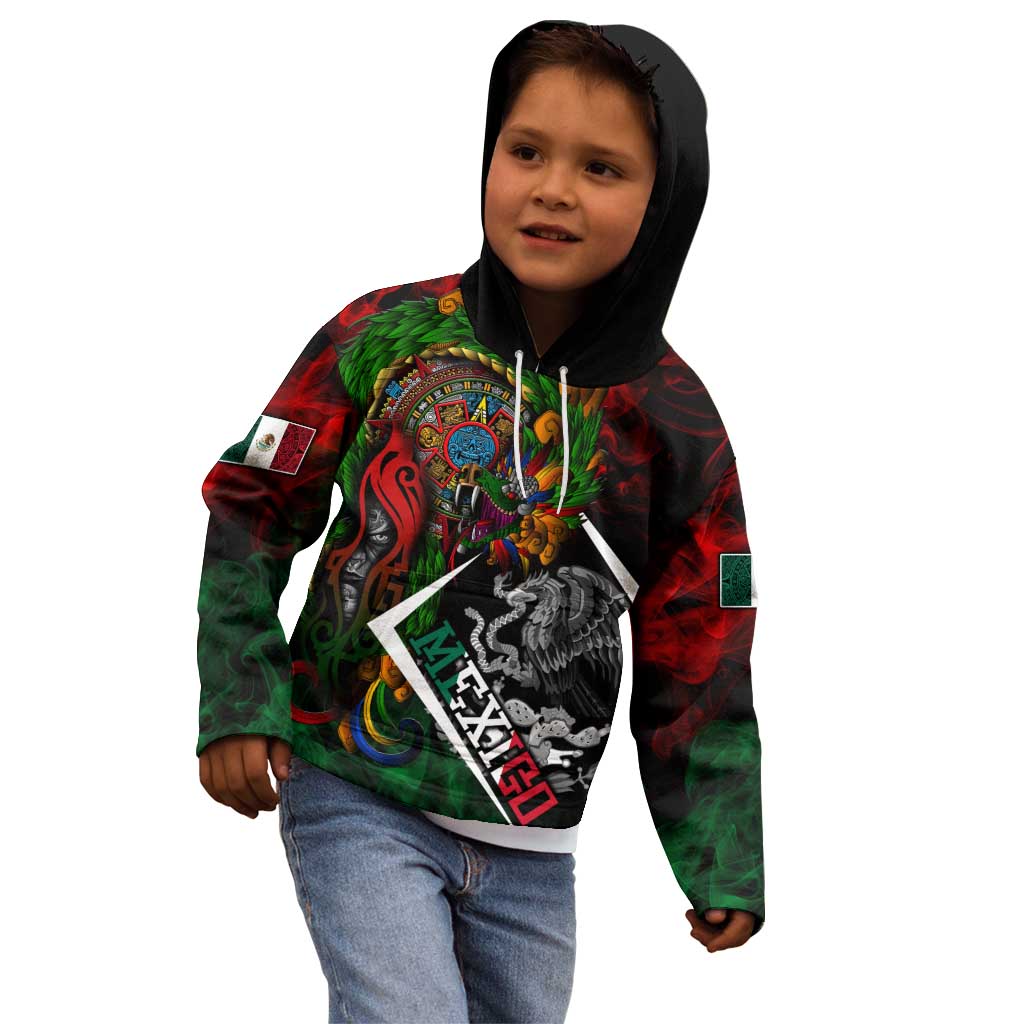 Mexico Quetzalcoatl Aztec Calendar Kid Hoodie Tribal Warrior Art with Eagle and Serpent