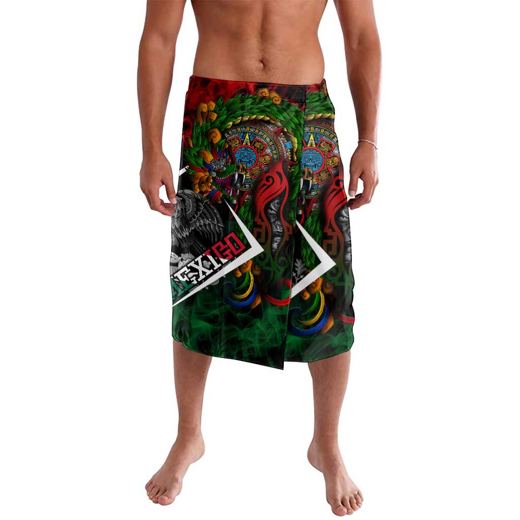 Mexico Quetzalcoatl Aztec Calendar Lavalava Tribal Warrior Art with Eagle and Serpent