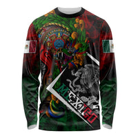 Mexico Quetzalcoatl Aztec Calendar Long Sleeve Shirt Tribal Warrior Art with Eagle and Serpent