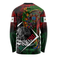 Mexico Quetzalcoatl Aztec Calendar Long Sleeve Shirt Tribal Warrior Art with Eagle and Serpent