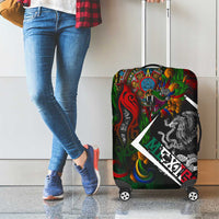 Mexico Quetzalcoatl Aztec Calendar Luggage Cover Tribal Warrior Art with Eagle and Serpent