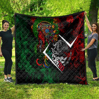 Mexico Quetzalcoatl Aztec Calendar Quilt Tribal Warrior Art with Eagle and Serpent