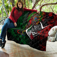 Mexico Quetzalcoatl Aztec Calendar Quilt Tribal Warrior Art with Eagle and Serpent
