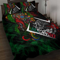 Mexico Quetzalcoatl Aztec Calendar Quilt Bed Set Tribal Warrior Art with Eagle and Serpent