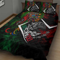 Mexico Quetzalcoatl Aztec Calendar Quilt Bed Set Tribal Warrior Art with Eagle and Serpent