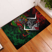 Mexico Quetzalcoatl Aztec Calendar Rubber Doormat Tribal Warrior Art with Eagle and Serpent