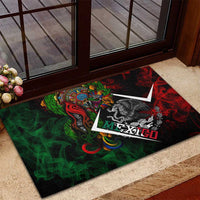 Mexico Quetzalcoatl Aztec Calendar Rubber Doormat Tribal Warrior Art with Eagle and Serpent
