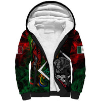 Mexico Quetzalcoatl Aztec Calendar Sherpa Hoodie Tribal Warrior Art with Eagle and Serpent