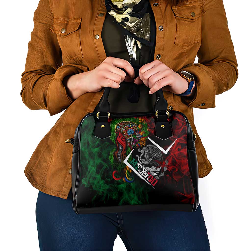 Mexico Quetzalcoatl Aztec Calendar Shoulder Handbag Tribal Warrior Art with Eagle and Serpent