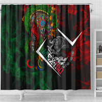 Mexico Quetzalcoatl Aztec Calendar Shower Curtain Tribal Warrior Art with Eagle and Serpent