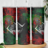 Mexico Quetzalcoatl Aztec Calendar Skinny Tumbler Tribal Warrior Art with Eagle and Serpent
