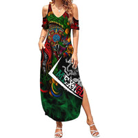 Mexico Quetzalcoatl Aztec Calendar Summer Maxi Dress Tribal Warrior Art with Eagle and Serpent