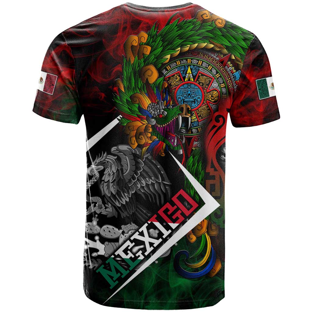Mexico Quetzalcoatl Aztec Calendar T Shirt Tribal Warrior Art with Eagle and Serpent