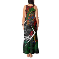Mexico Quetzalcoatl Aztec Calendar Tank Maxi Dress Tribal Warrior Art with Eagle and Serpent