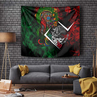 Mexico Quetzalcoatl Aztec Calendar Tapestry Tribal Warrior Art with Eagle and Serpent