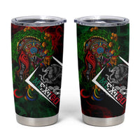 Mexico Quetzalcoatl Aztec Calendar Tumbler Cup Tribal Warrior Art with Eagle and Serpent