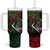 Mexico Quetzalcoatl Aztec Calendar Tumbler With Handle Tribal Warrior Art with Eagle and Serpent