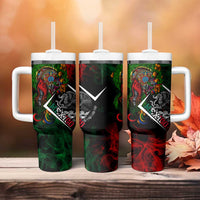 Mexico Quetzalcoatl Aztec Calendar Tumbler With Handle Tribal Warrior Art with Eagle and Serpent