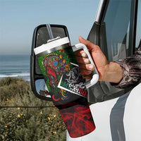 Mexico Quetzalcoatl Aztec Calendar Tumbler With Handle Tribal Warrior Art with Eagle and Serpent