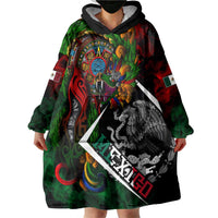 Mexico Quetzalcoatl Aztec Calendar Wearable Blanket Hoodie Tribal Warrior Art with Eagle and Serpent