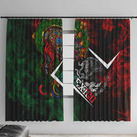 Mexico Quetzalcoatl Aztec Calendar Window Curtain Tribal Warrior Art with Eagle and Serpent