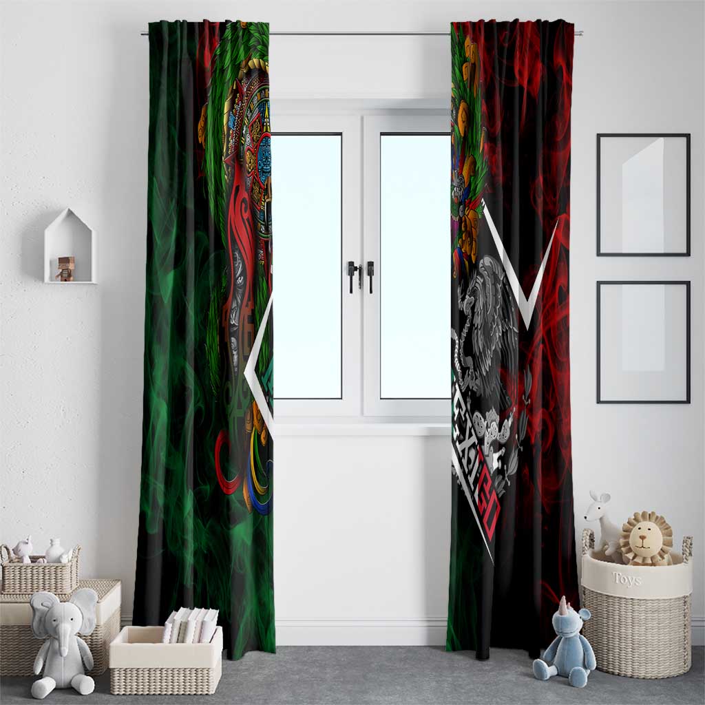Mexico Quetzalcoatl Aztec Calendar Window Curtain Tribal Warrior Art with Eagle and Serpent