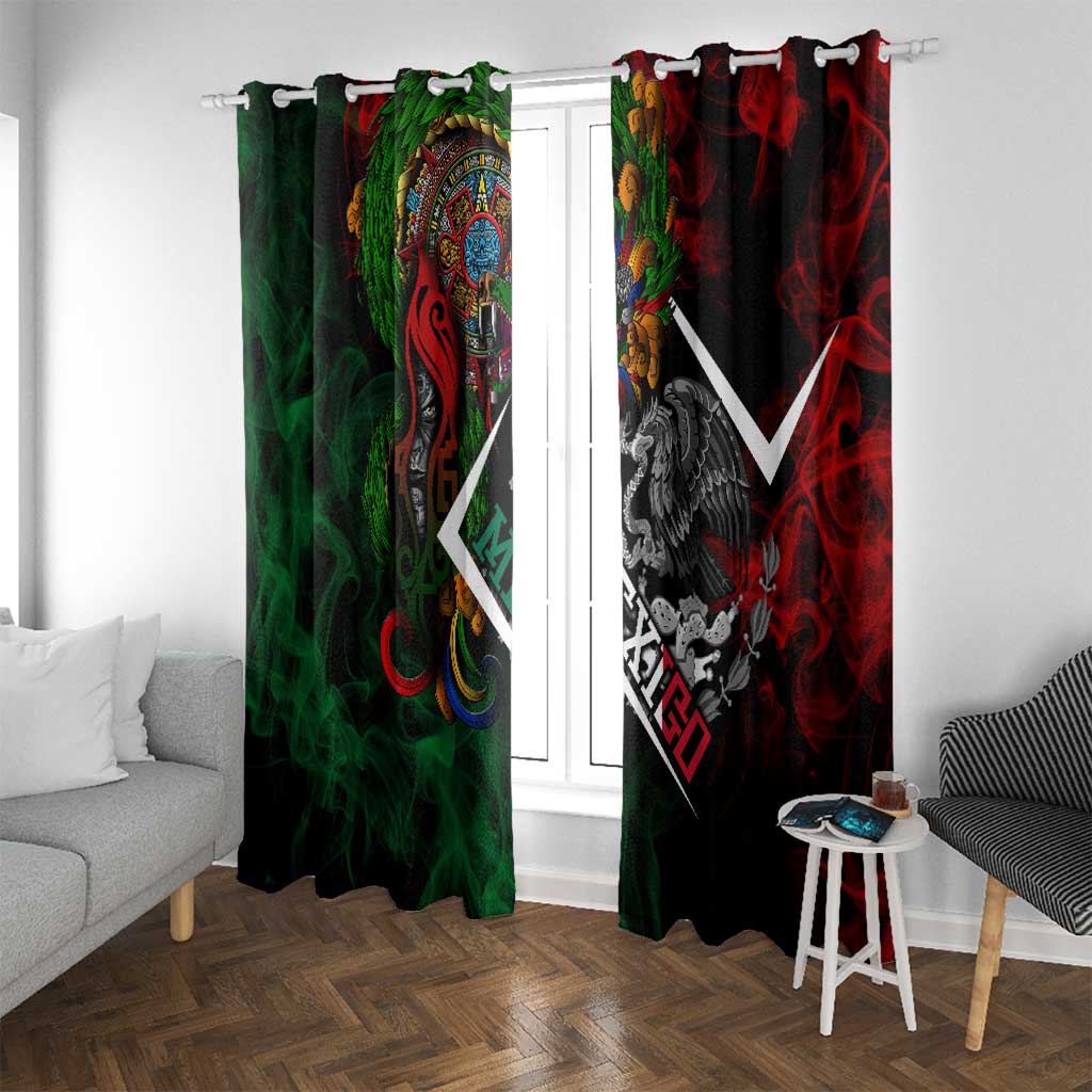 Mexico Quetzalcoatl Aztec Calendar Window Curtain Tribal Warrior Art with Eagle and Serpent