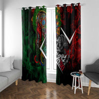 Mexico Quetzalcoatl Aztec Calendar Window Curtain Tribal Warrior Art with Eagle and Serpent