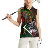 Mexico Quetzalcoatl Aztec Calendar Women Sleeveless Polo Shirt Tribal Warrior Art with Eagle and Serpent
