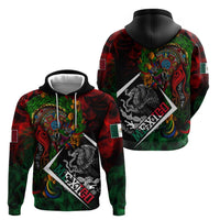 Mexico Quetzalcoatl Aztec Calendar Zip Hoodie Tribal Warrior Art with Eagle and Serpent