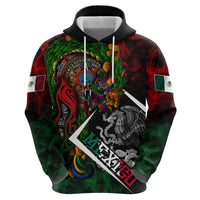Mexico Quetzalcoatl Aztec Calendar Zip Hoodie Tribal Warrior Art with Eagle and Serpent