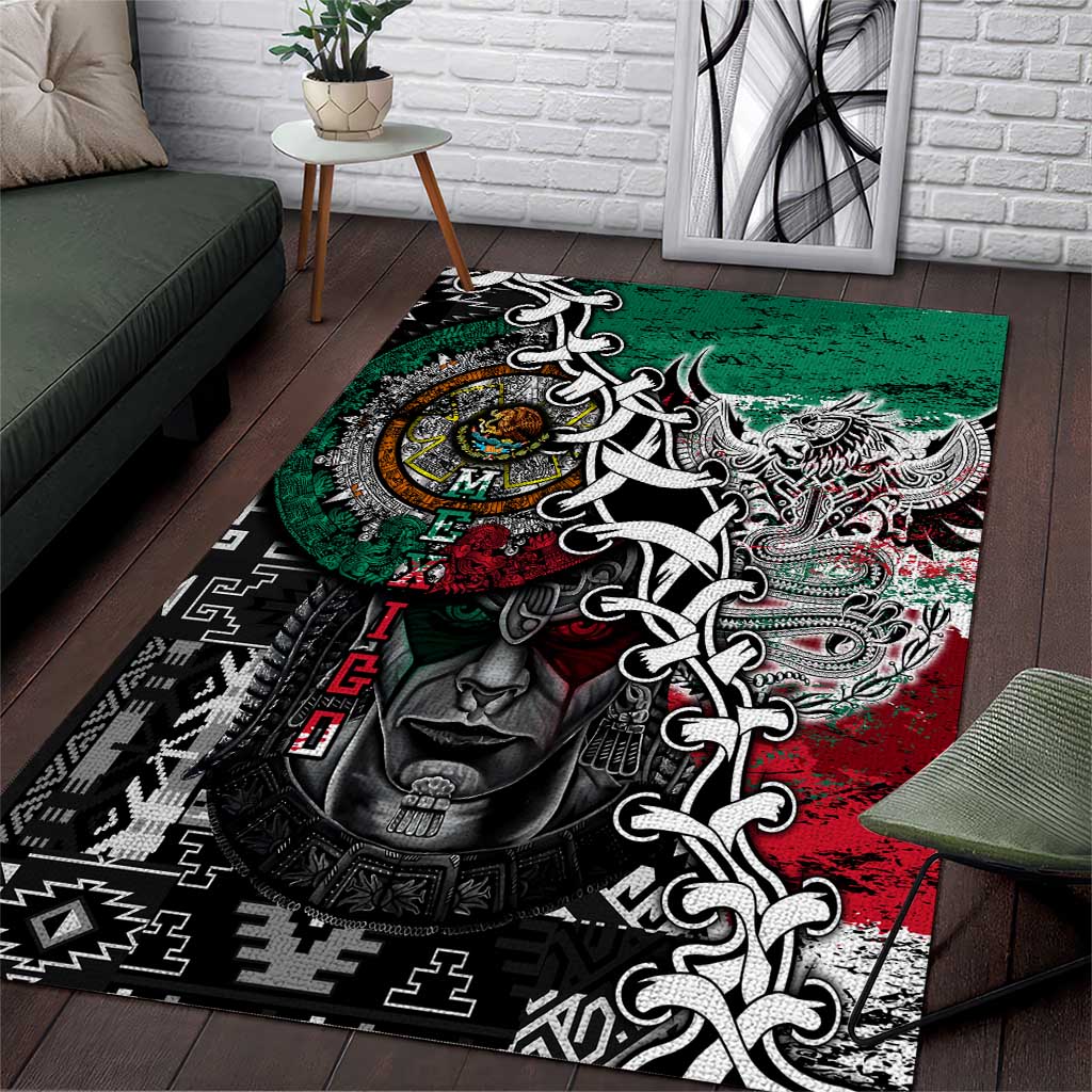 Aztec Warrior Mexican Area Rug Aztec Calendar Coat of Arms