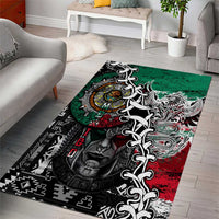 Aztec Warrior Mexican Area Rug Aztec Calendar Coat of Arms