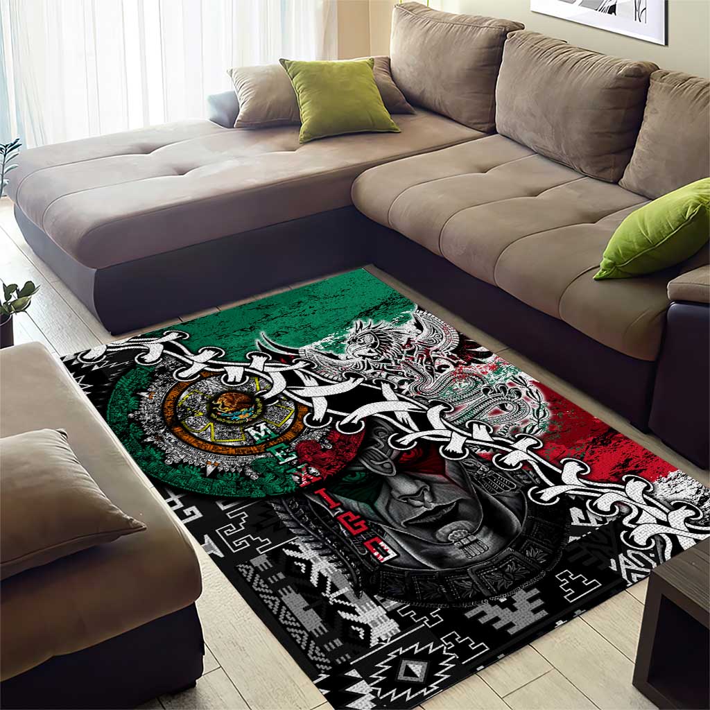 Aztec Warrior Mexican Area Rug Aztec Calendar Coat of Arms