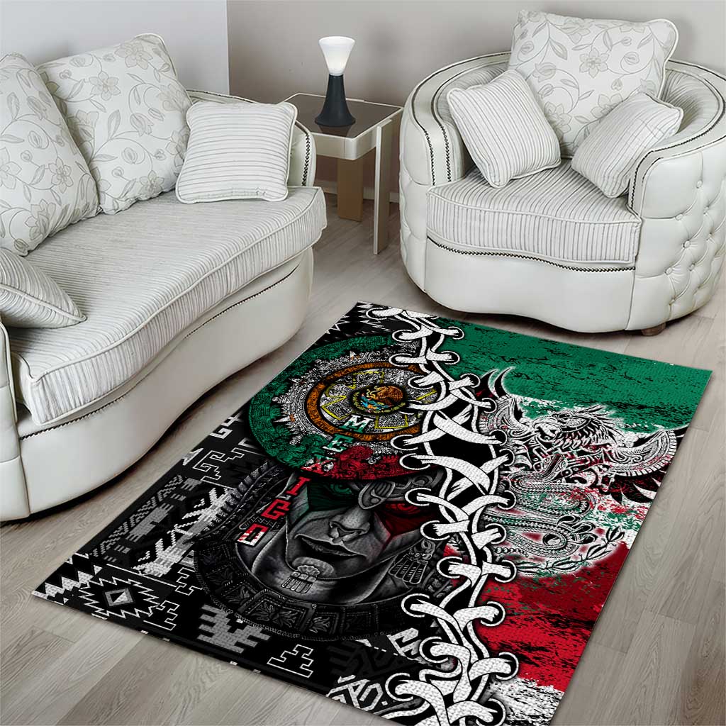 Aztec Warrior Mexican Area Rug Aztec Calendar Coat of Arms