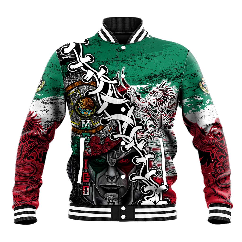 Aztec Warrior Mexican Baseball Jacket Aztec Calendar Coat of Arms
