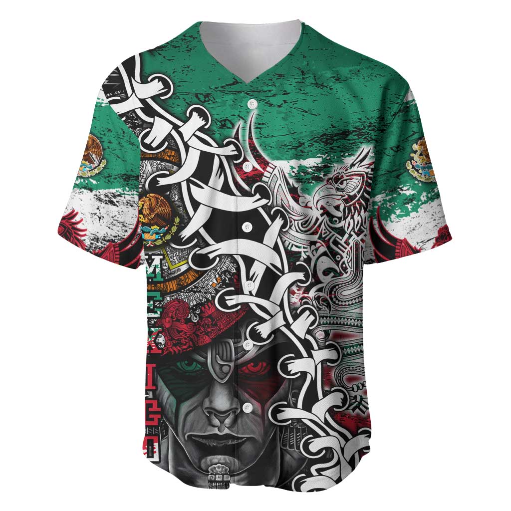 Aztec Warrior Mexican Baseball Jersey Aztec Calendar Coat of Arms