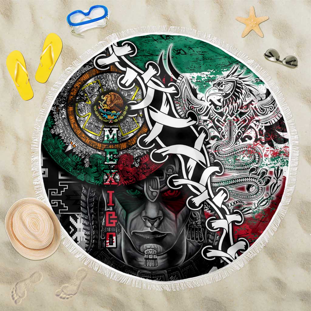 Aztec Warrior Mexican Beach Blanket Aztec Calendar Coat of Arms