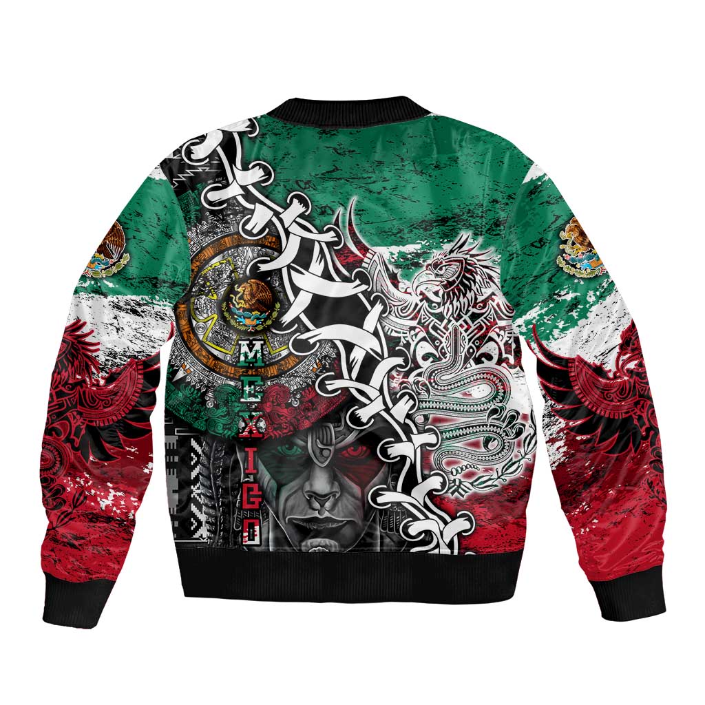 Aztec Warrior Mexican Bomber Jacket Aztec Calendar Coat of Arms