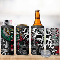 Aztec Warrior Mexican 4 in 1 Can Cooler Tumbler Aztec Calendar Coat of Arms